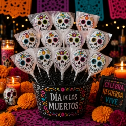 Day Of The Dead Wrapped Frosted Suckers 12 pk