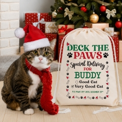Cat Paws Xmas Personalized Drawstring Backpack