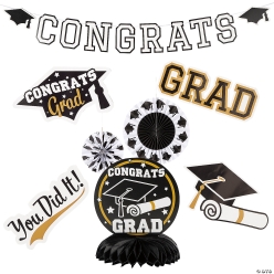 Black Congrats Graduation Party Decorating Kit-11Pk