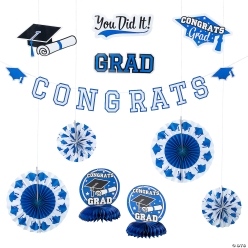 Blue Congrats Graduation Party Decorating Kit-11Pk