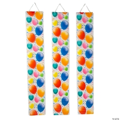 Birthday Balloons Clear Plastic Hanging Wall Panels-3Pk