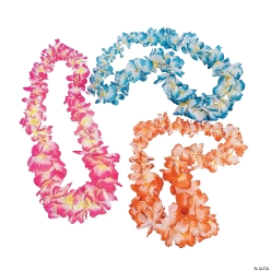 Fabric Deluxe Jumbo Two-Tone Flower Leis - 12pk