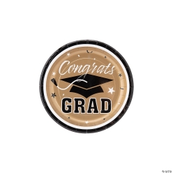 Gold Congrats Grad Dessert Plates-25Pk