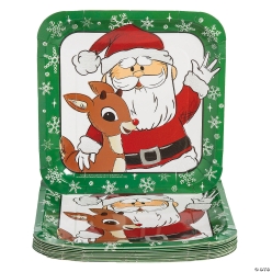 Rudolph Santa Square Dinner Plates-8Pk