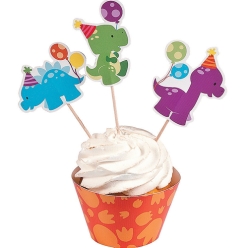 Little Dino Cupcake Wrappers with Picks - 100pcs
