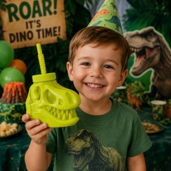 Dinosaur Head Keepsake Cup with Lid & Straw