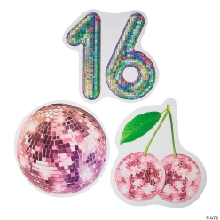 Sweet 16 Birthday Party Disco Ball Cutouts-3Pk