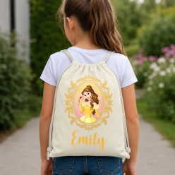 Princess Belle Personalized Drawstring Backpack