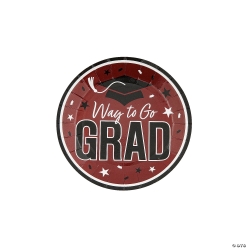 Burgundy Way to Go Grad Paper Dessert Plates-25Pk