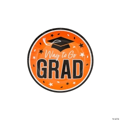 Orange Way to Go Grad Paper Dessert Plates-25Pk