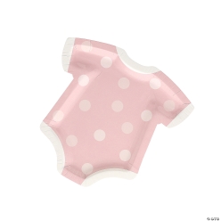 Baby Girl Pin Onesie-Shaped Paper Dinner Plates-8Pk