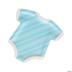 Baby Boy Blue Onesie-Shaped Paper Dinner Plates-8Pk