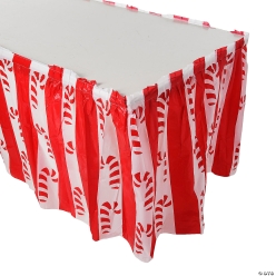 Christmas Candy Cane 14 FOOT Plastic Table Skirt