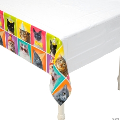 Birthday Cats Party Plastic Tablecloth