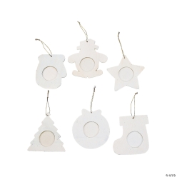 Unfinished Wood Picture Frame Christmas Ornaments 12 Pack
