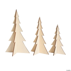 DIY Unfinished Wood 3D Stand-Up Trees-3Pk