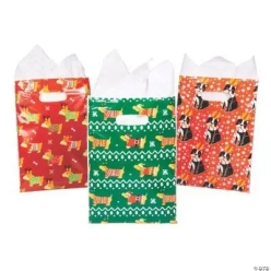 Dog Christmas Themed Plastic Goody Bags - 36 Pk