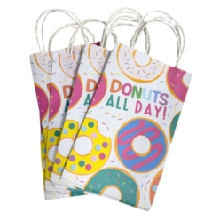 Donut Party Kraft Gift Bags - 8 Pack