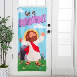 Religious Easter He is Risen Polyester Door Banner