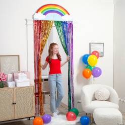 Rainbow Metallic Foil Fringe Door Curtain