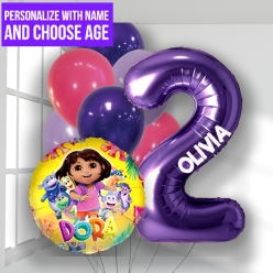 Dora PERSONALIZED Name & Age Balloon Bouquet
