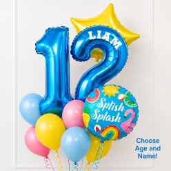 Pool Party PERSONALIZED 2 DIGIT Balloon Bouquet