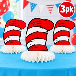 Dr. Seuss The Cat in the Hat Honeycomb Centrepieces-3Pk