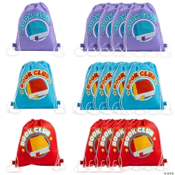 Book Club Drawstring Backpacks - 12Pk