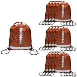 Large Football Nonwoven Drawstring Backpacks-12Pk
