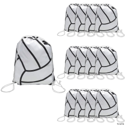 Large Volleyball Drawstring Backpacks - 12Pk