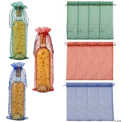 Large Organza Wine Drawstring Bags with Stars-12Pk