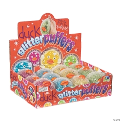 Duck Glitter Puffers Squeeze Toys-12Pk