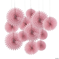 Dusty Rose Hanging Tissue Fans - 12Pk