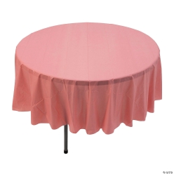 Dusty Rose Round Plastic Tablecloth
