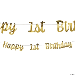Gold Happy 1st Birthday Cardstock 7 Ft. Garland