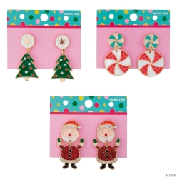 Sugar Rush Christmas Metal Dangle Earrings on a Card-3Pk