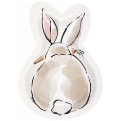 Dainty Easter Bunny Shaped Plates - 8pk