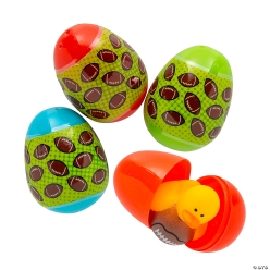 Football Duck-Filled Bright Plastic Easter Eggs-12Pk
