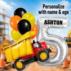 Construction PERSONALIZED Name & Age Balloon Bouquet