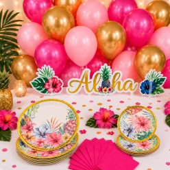 Elevated Luau Party Tableware Kit for 16 Guests