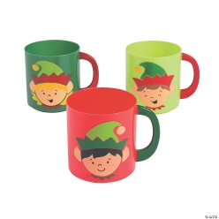 Elf Plastic Reusable Mugs - 12 Pk