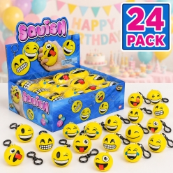 -Squish Fidget Emoji Backpack Clips -24 PACK