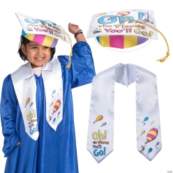 Dr. Seuss On the Places You'll Go Grad Hat & Stole -2pcs