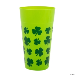 St. Patrick's Day Shamrock Reusable Plastic Tumblers-12Pk
