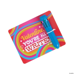 Neon 10 Colour Shuttle Pen Valentines w/Card-12 Sets