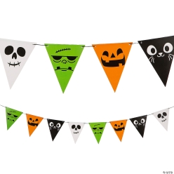 Halloween Icons Character Faces Hanging 7 Foot Pennant Banner