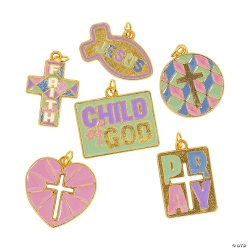 Religious Cross & Faith Enamel Charms-24Pk