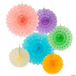 Pastel Hanging Tissue Paper Fans - 6Pk