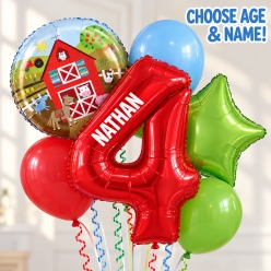 Farm PERSONALIZED Choose Age & Name Balloon Bouquet