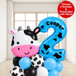 *Cow Blue Personalized Airfill Balloon Stack